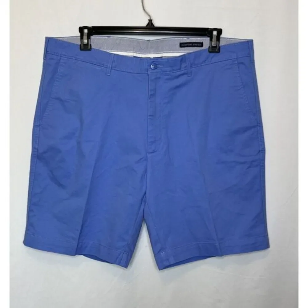 Cremieux Men's Size 40 Blue Chino Flat Front Shorts Comfort Stretch Cotton Blend